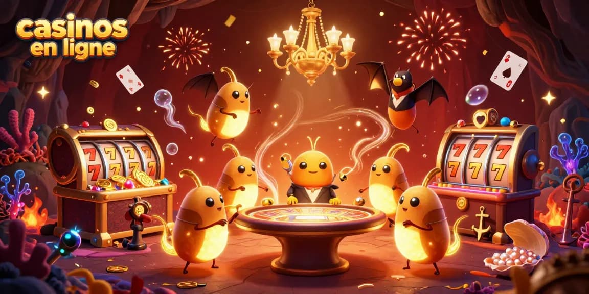Visitez les casinos en ligne animés avec des lumières scintillantes et des symboles gagnants.