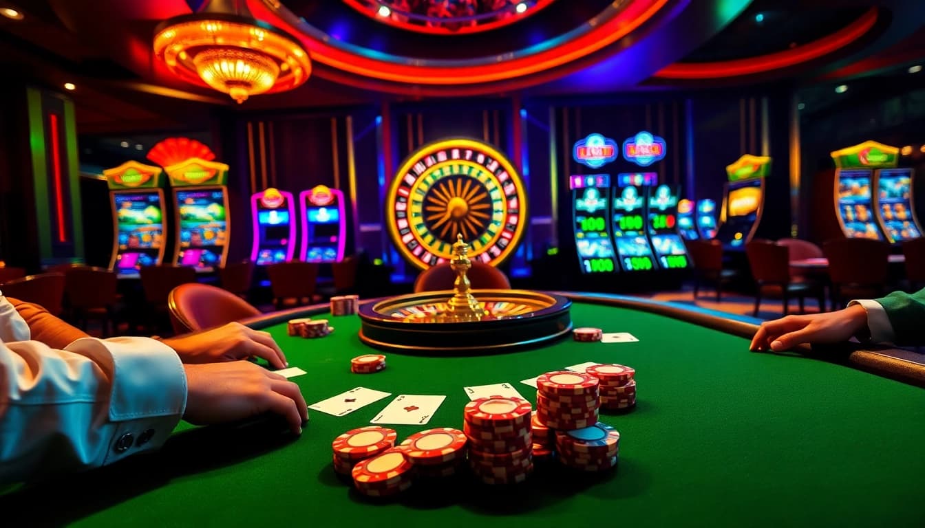 Experience the thrill of BK8 as players engage at a luxurious casino poker table.