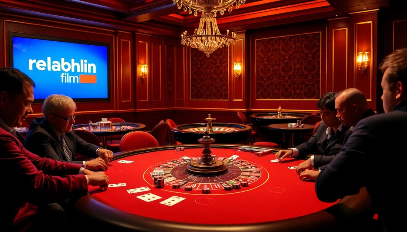 Experience the excitement of rebahin film at a vibrant casino poker table.