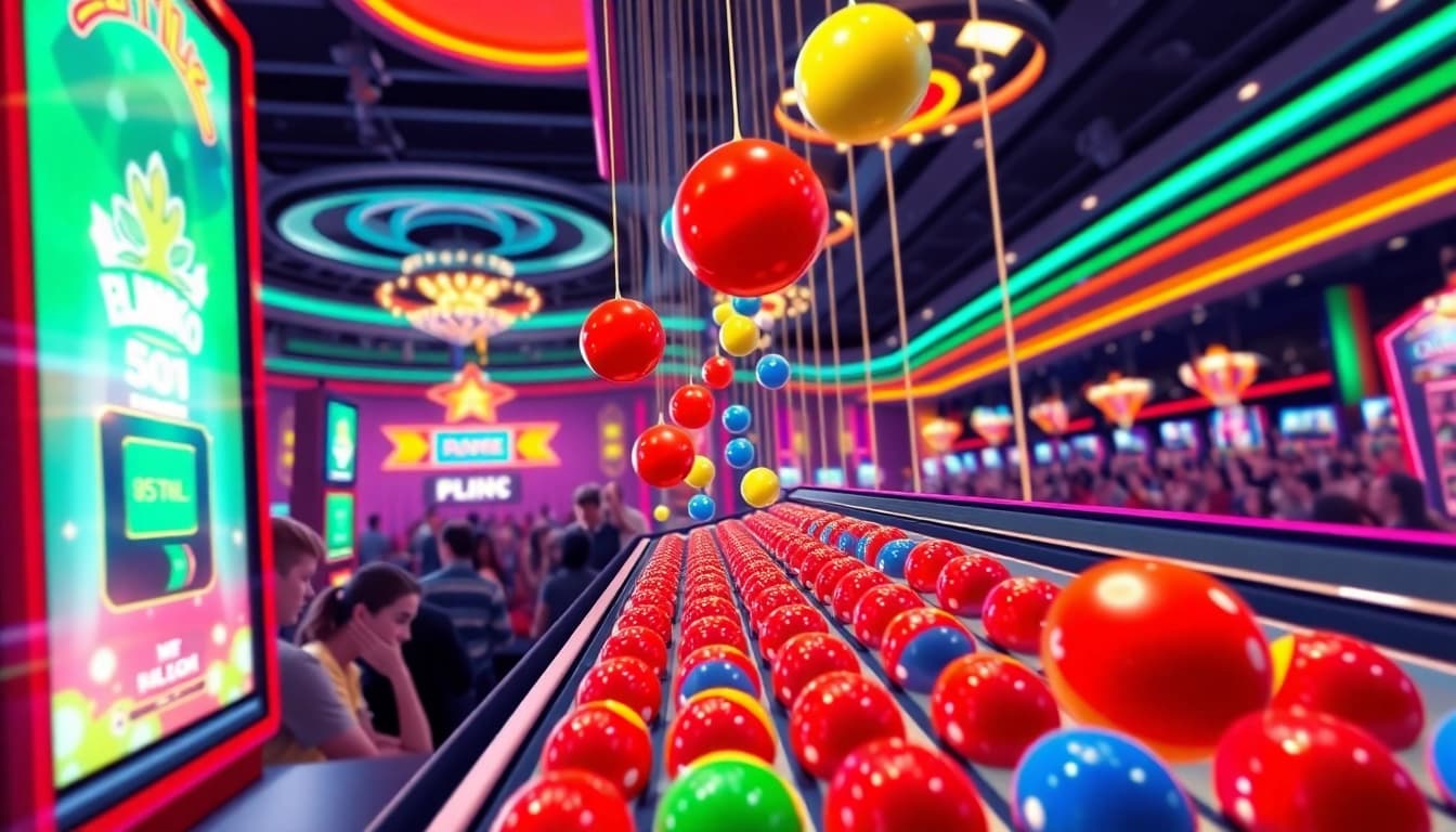 Slot plinko gamely showing colorful balls dropping, thrilling players in the casino