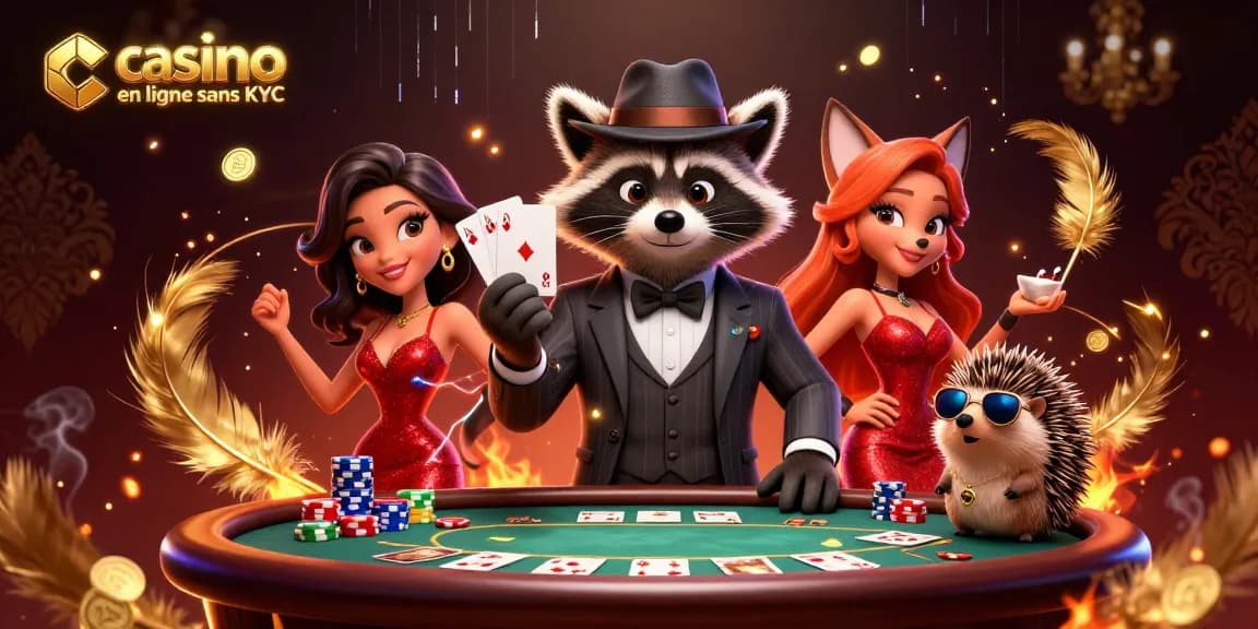 Attrapez votre main gagnante au casino en ligne sans KYC avec nos personnages animés dans une scène riche en détails.