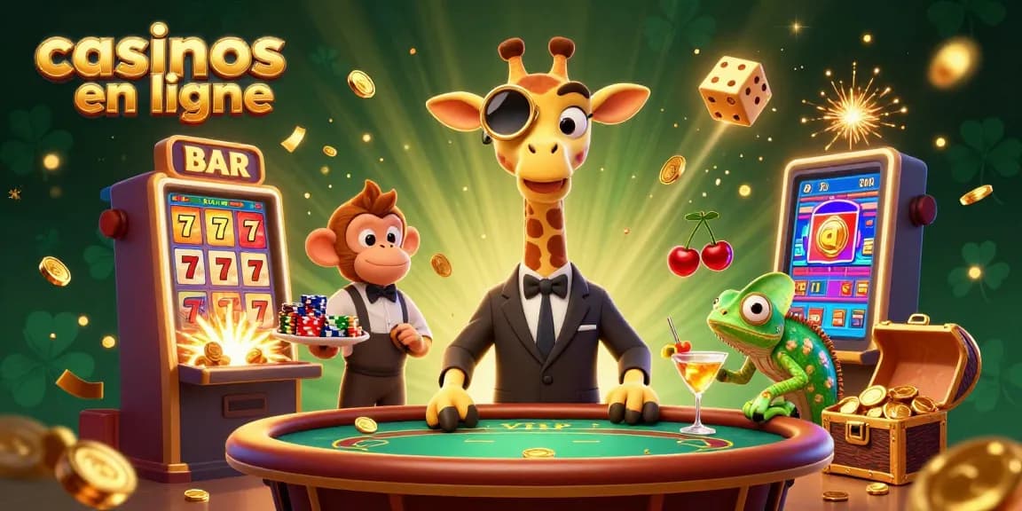 Vivez l'excitation des casinos en ligne avec cette illustration animée d'une girafe VIP au poker.