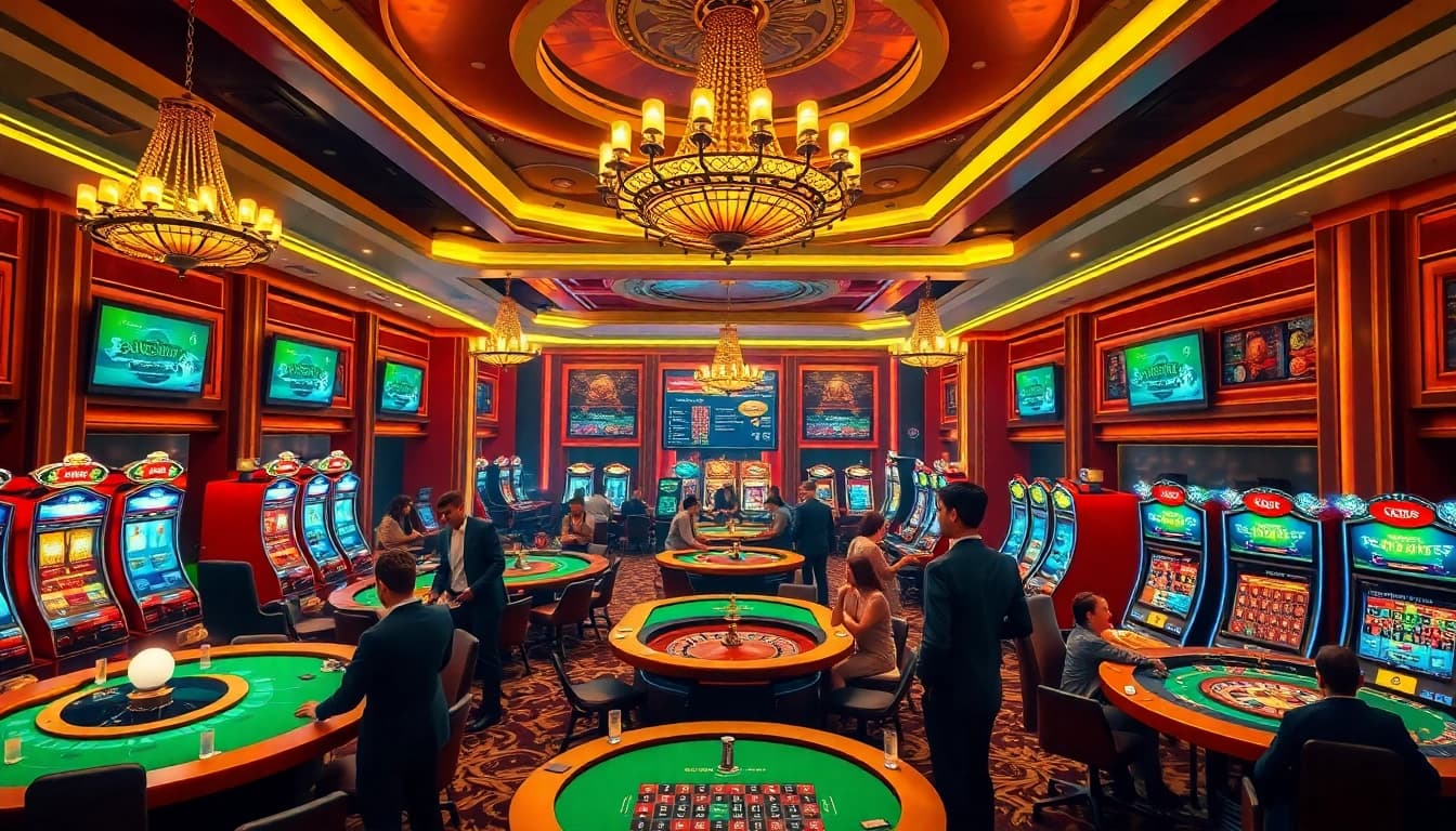 Joueurs profitant d'une expérience de casino fiable en ligne avec des tables et des jeux luxueux.