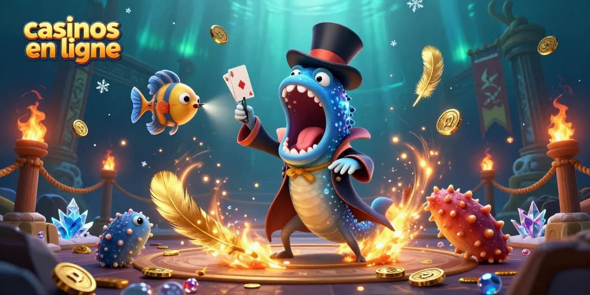 Illustre les casinos en ligne avec un poisson-hâ ou un poisson-globe dans un spectacle captivant.