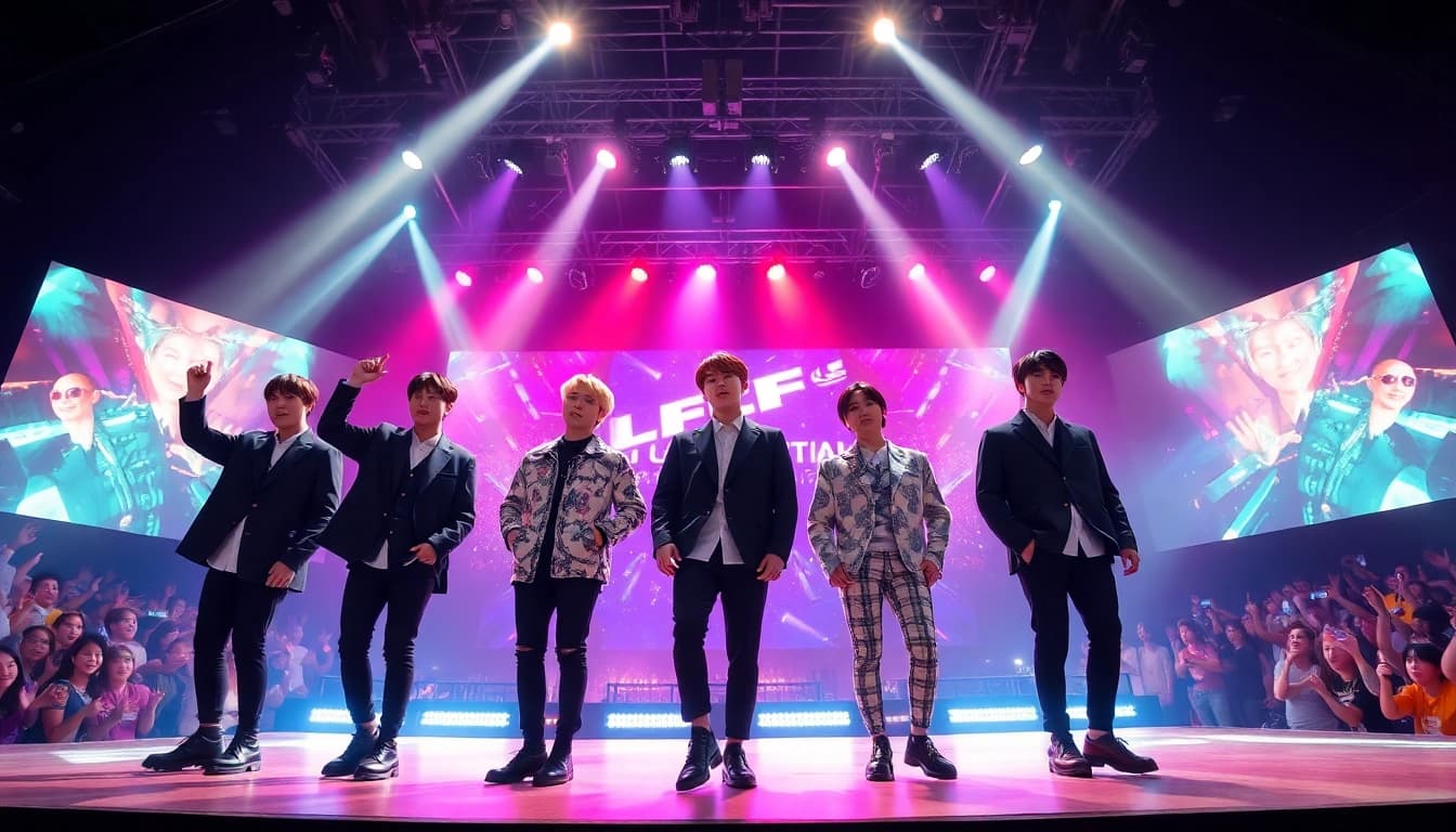 Engaging BTS news update reflecting their vibrant performances and fan interactions.
