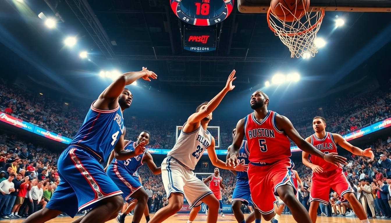 nba중계를 제공하는 프로 농구 경기의 역동적인 순간 포착
