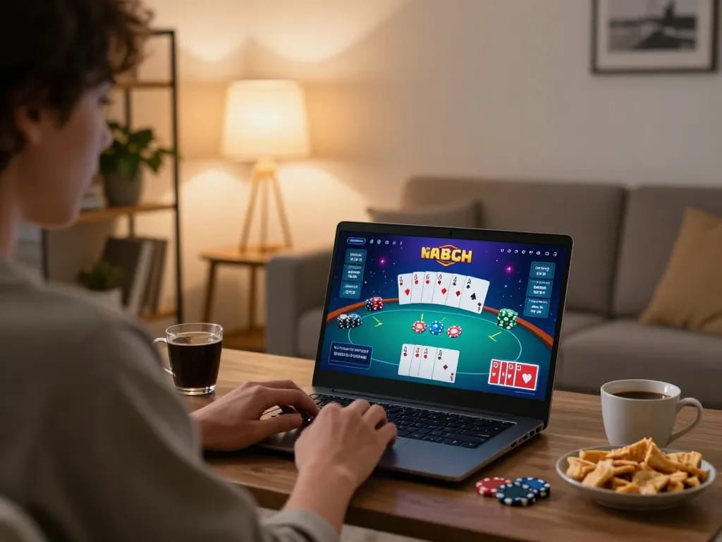 Cà Khịa TV offering a relaxed online poker experience in a cozy home setting.
