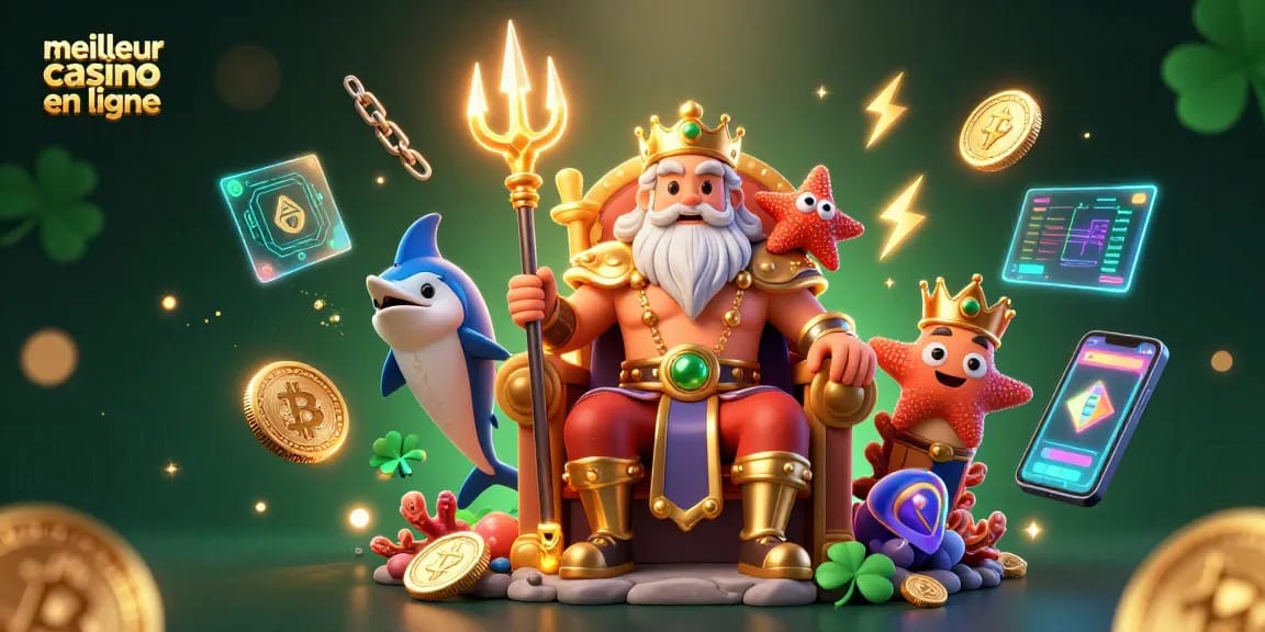 Découvrez le meilleur casino en ligne avec le roi Neptune dans une scène vibrante et dynamique.