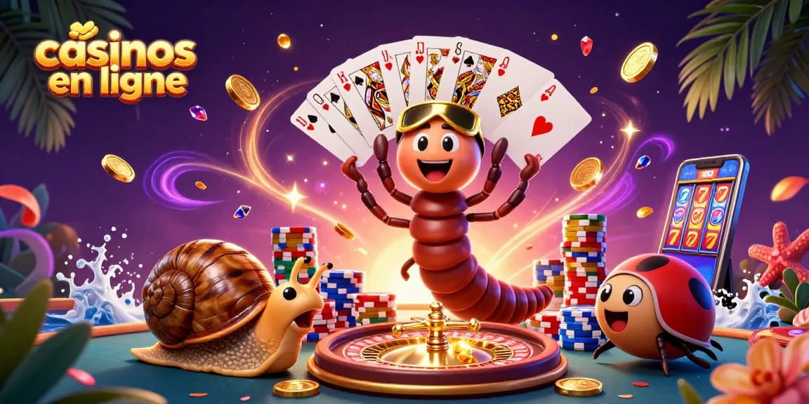 Plongez dans l'excitation des casinos en ligne avec ces personnages animés et des éléments de jeu captivants.