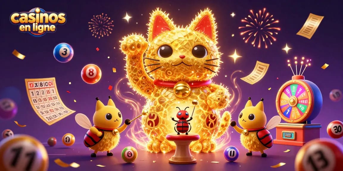 Les casinos en ligne accueillent un chat porte-bonheur dans un tourbillon de jeux colorés.