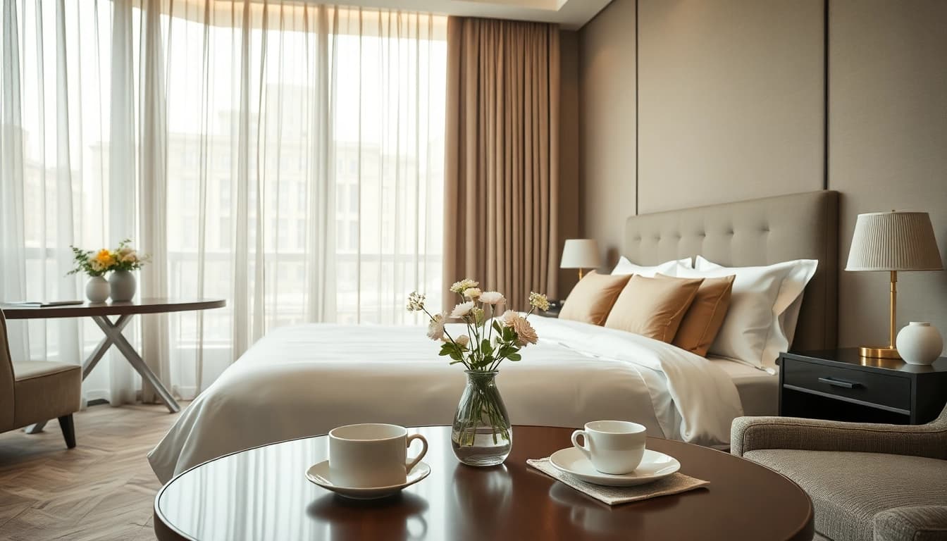 Experience top-notch Accommodation in a cozy hotel with elegant decor and calming ambiance.