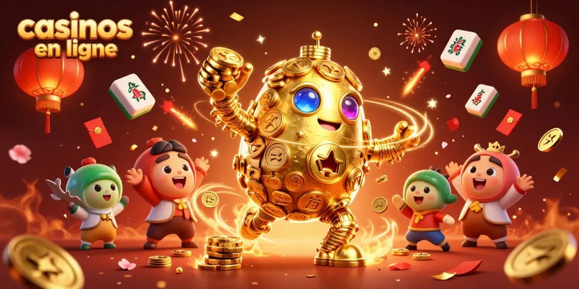 Casinos en ligne : Profitez de l'énergie d'un golem d'or dans un décor festif fini avec des éléments de jeu animés.