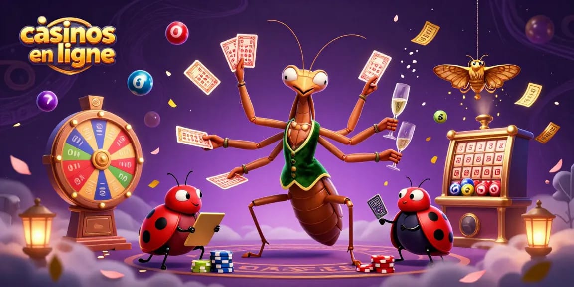 Profitez des casinos en ligne animés par un mante religieuse et un boss avec des éléments interactifs.