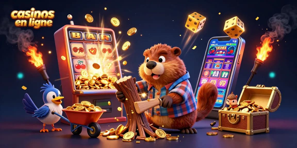 Action de jouer dans les casinos en ligne avec des personnages 3D et des symboles de jackpot éclatants.