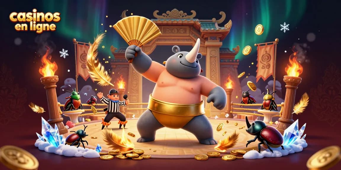 Découvrez les casinos en ligne avec ce combat captivant entre un scarabée rhinocéros et un criquet arbitre.