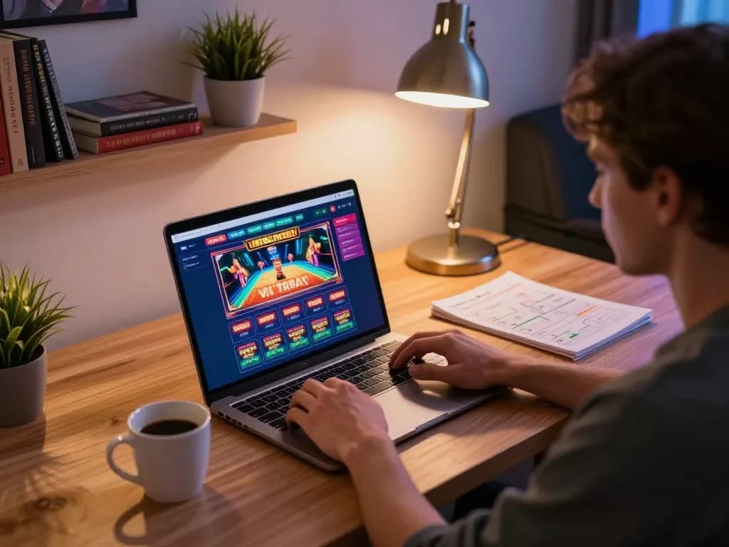 Engaging in online casino non aams gameplay on a laptop, capturing the excitement of virtual gambling.