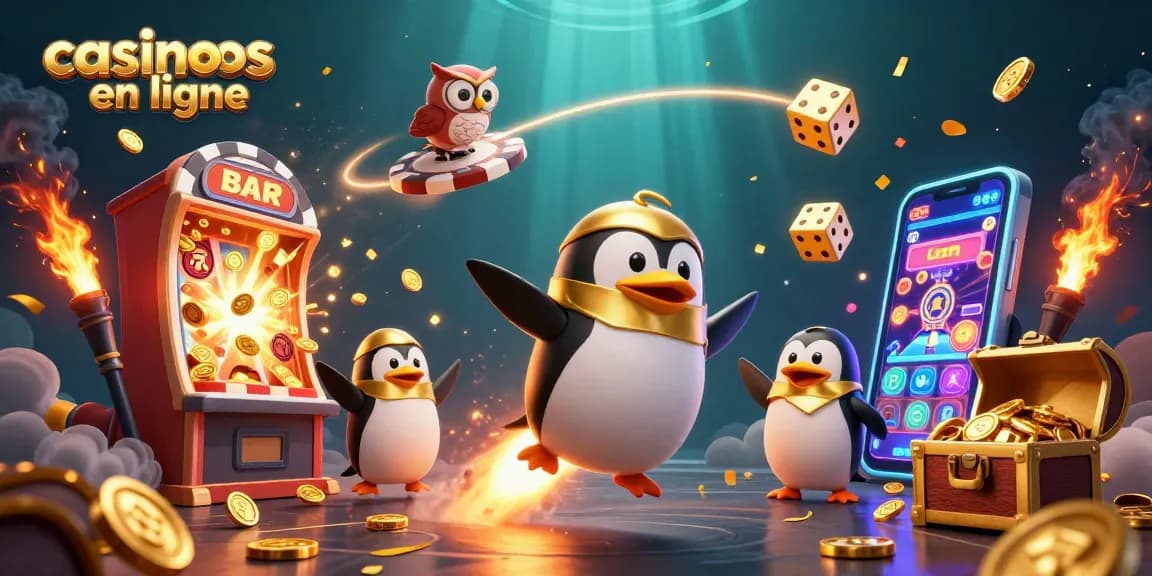 Gagnez des jackpots incroyables dans les casinos en ligne avec un fascinant pingouin doré spatial.
