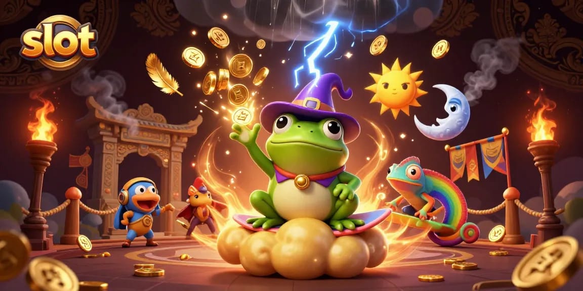 Slot yang menyenangkan dengan rintangan koin emas dan karakter 3D menghibur dalam suasana kasino.