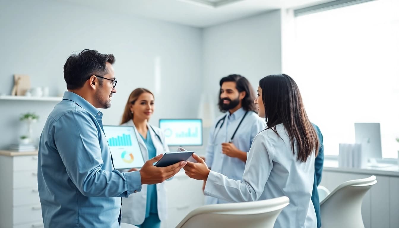 Enhance dental practice management with a collaborative team in a modern clinic setting.