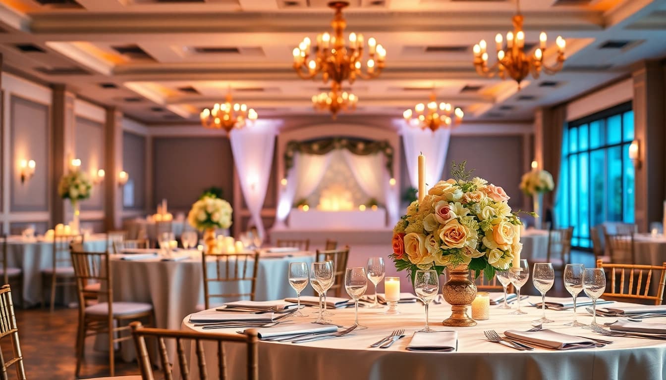 Stunning Wedding Event Space Jacksonville with elegant table settings and floral decorations.