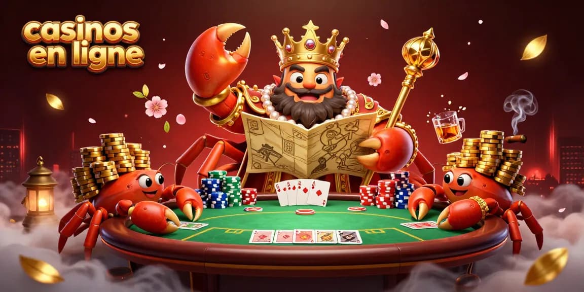 Jouez dans des casinos en ligne captivants avec cet empereur crabe doré et des éléments de poker fascinants.