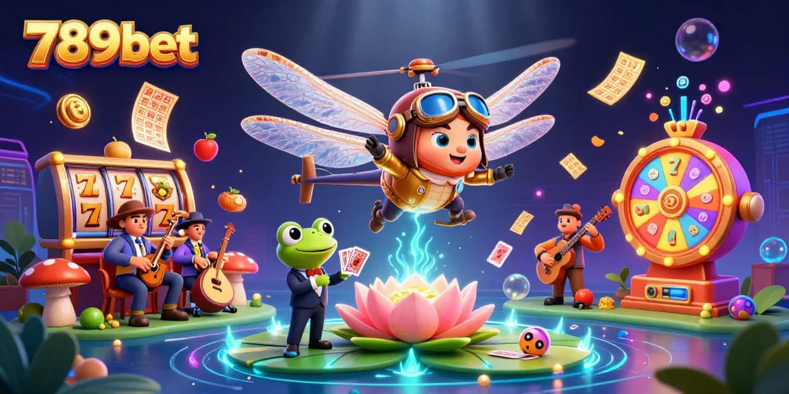Enjoy thrilling gameplay with 789bet at a vibrant lily pad casino featuring lively characters and game elements.
