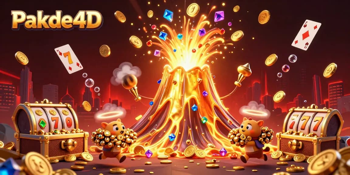 Experience the excitement of Pakde4D with vibrant treasures and winnings from an animated casino adventure.
