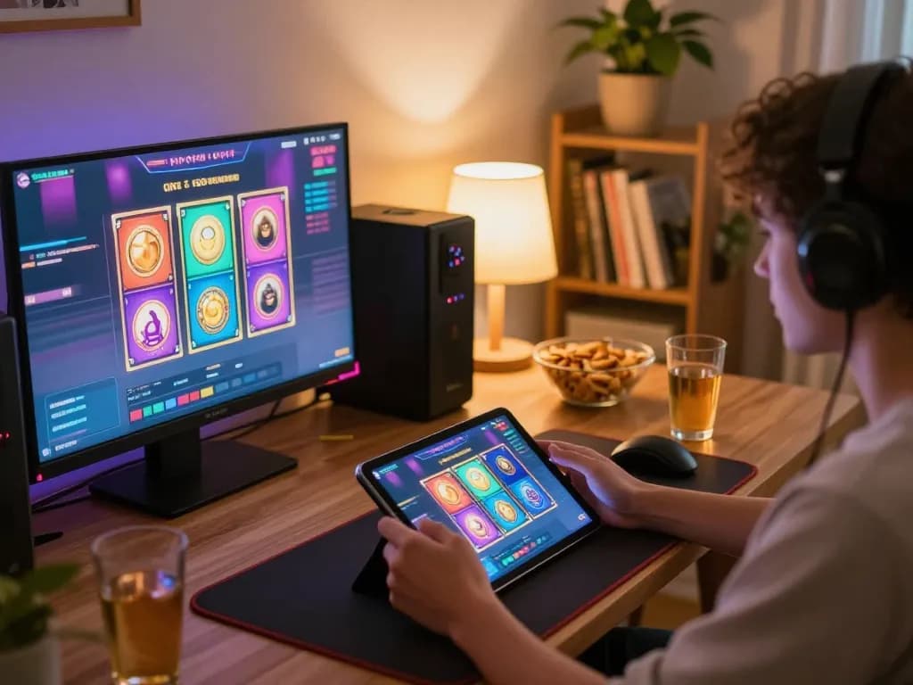 Enjoying เว็บตรง gaming experience on a tablet with colorful slot games and relaxed atmosphere