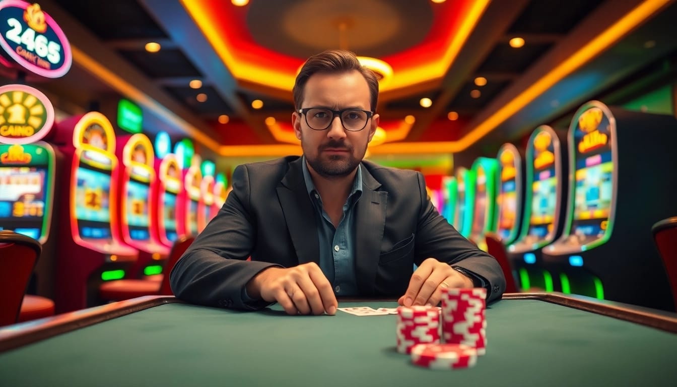Neue casino bonus ohne einzahlung visualizing an excited gambler at a poker table.