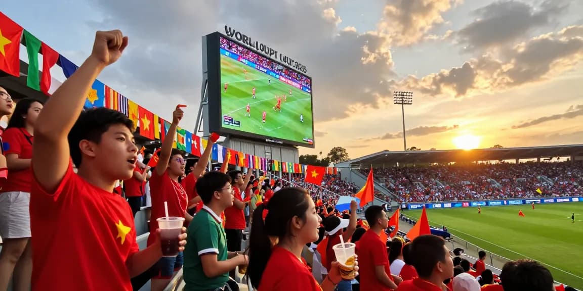 Người hâm mộ Jin88 cổ vũ trong trận đấu World Cup 2026 với không khí sôi động.