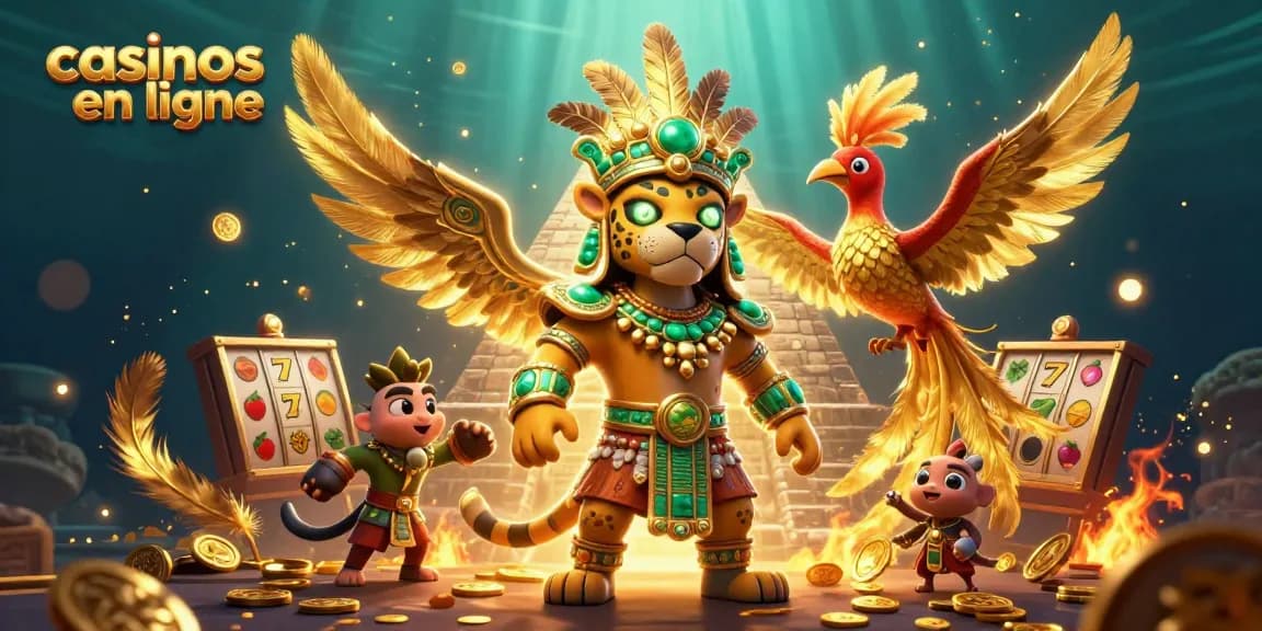 Jouez dans des casinos en ligne avec des symboles de jackpot et un prêtre jaguar captivant.