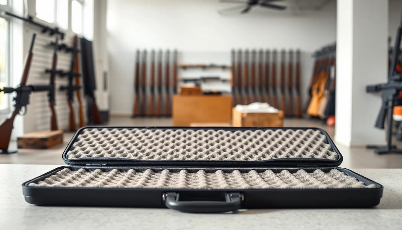 Showcasing foam for rifle case with premium foam inserts and sleek design details.