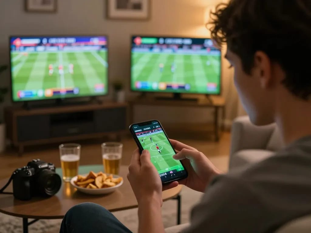 F168 user engaged in thrilling sports betting on smartphone app during live event.