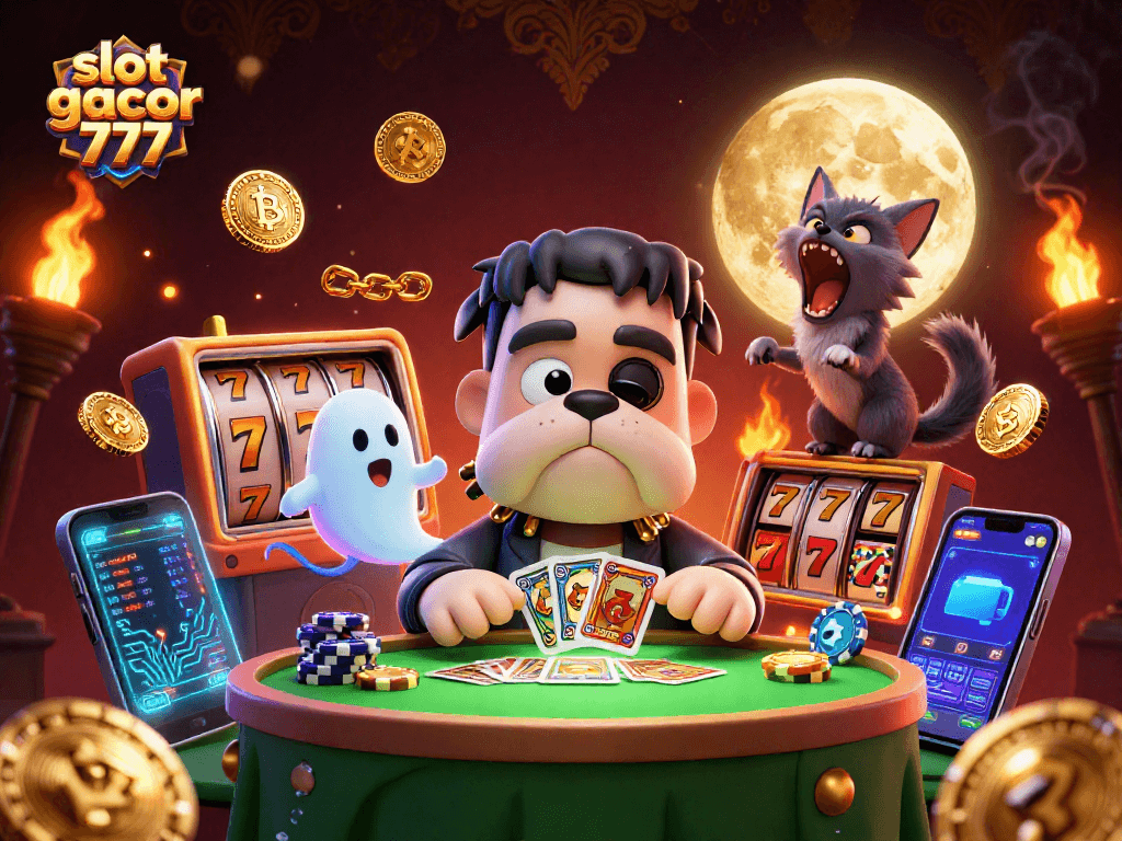 Experience winning vibes with slot gacor 777 in this lively illustration featuring vibrant casino characters.