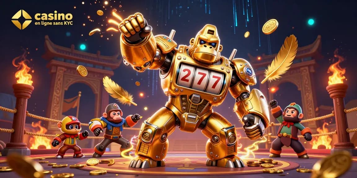Jeux captivants dans un casino en ligne sans KYC avec un gorille mécha dynamique et des éléments de jeu séduisants