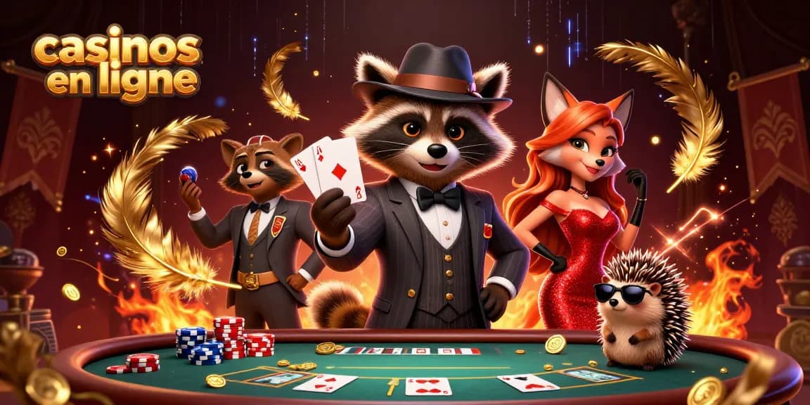 Jouez aux casinos en ligne avec cette illustration colorée et dynamique d'une partie de poker.