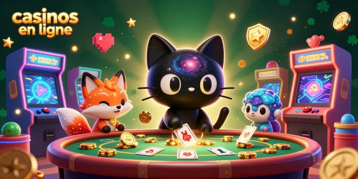 Le chat noir gravitationnel attire des jetons d'or aux casinos en ligne dans un univers coloré.