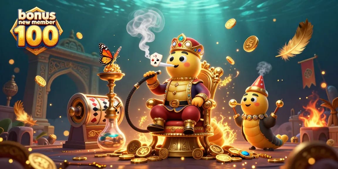 Experience the thrill of bonus new member 100 with a vibrant 3D casino scene featuring exciting game elements.