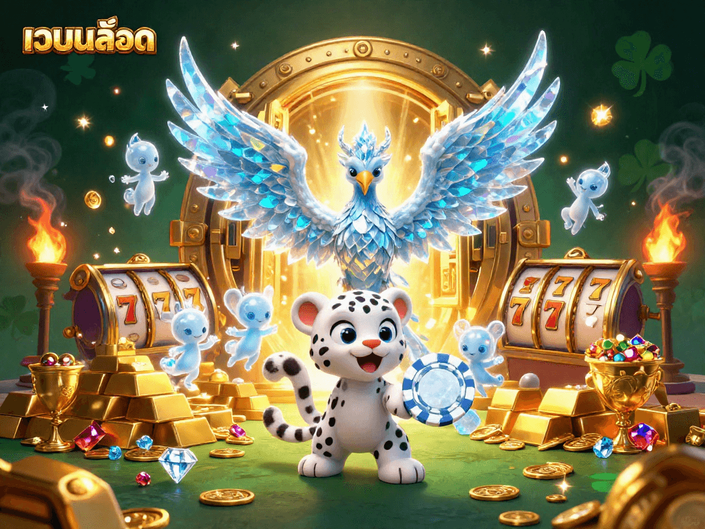 Spin to win at เว็บสล็อต with this enchanting casino scene featuring ice phoenix and snowy intrigue.