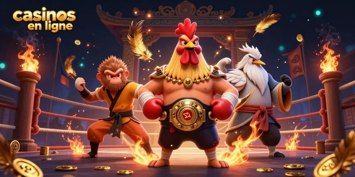 Gagnez aux casinos en ligne avec ce courageux coq et ses compagnons en pleine action.