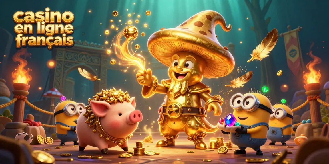 Visualisez un monde magique de casino en ligne français rempli de trésors dorés et de magie.