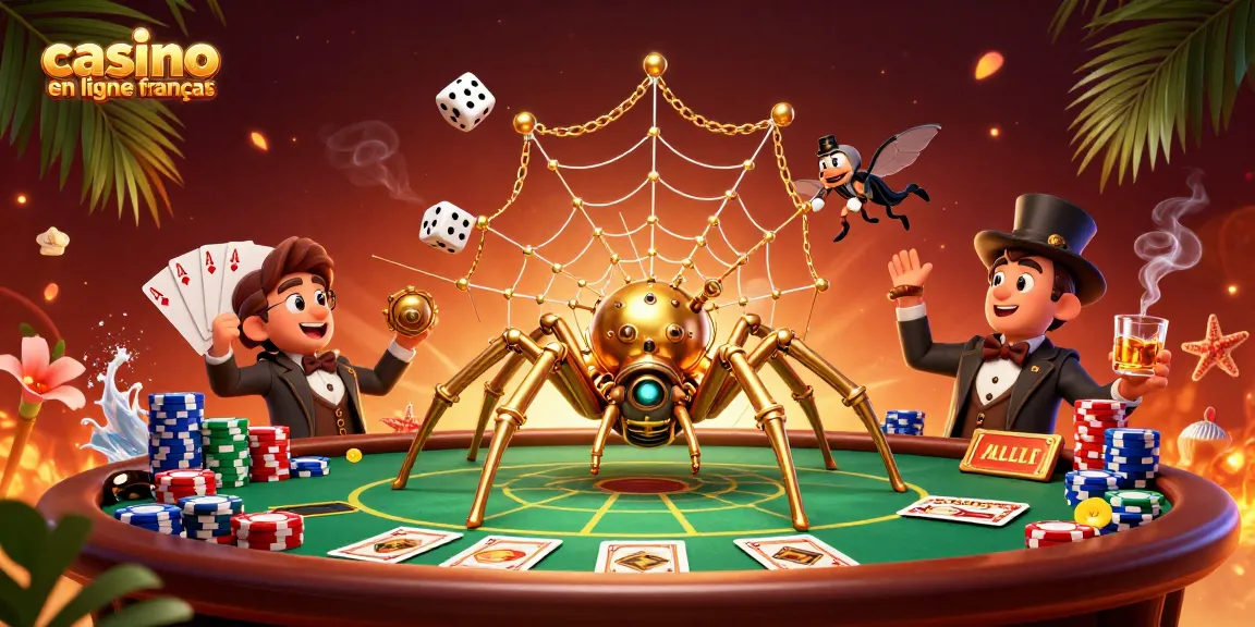 Découvrez l'univers du casino en ligne français avec une araignée steampunk animée.
