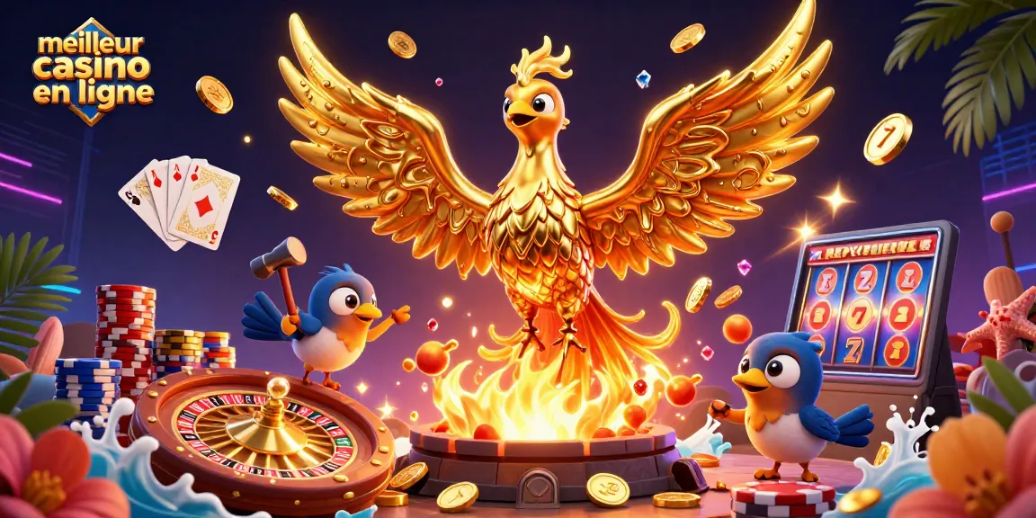 Jouez au meilleur casino en ligne et découvrez un phoenix doré offrant de l'or et des jackpots.