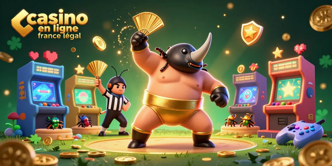 Illustration d'un casino en ligne légal en France avec des personnages de jeux captivants et des éléments visuels dynamiques.