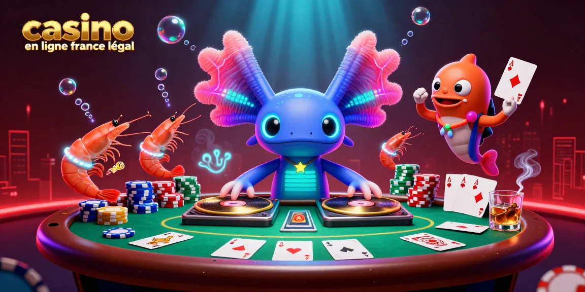 Jouer sur un casino en ligne légal en France avec un DJ axolotl dans une scène colorée.