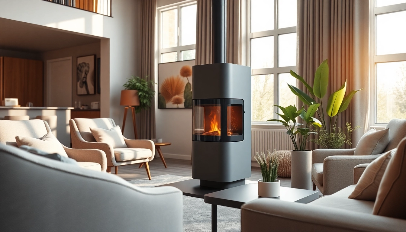 Heizkörper in stilvollem Wohnraum mit eleganten Möbeln und natürlichem Licht.