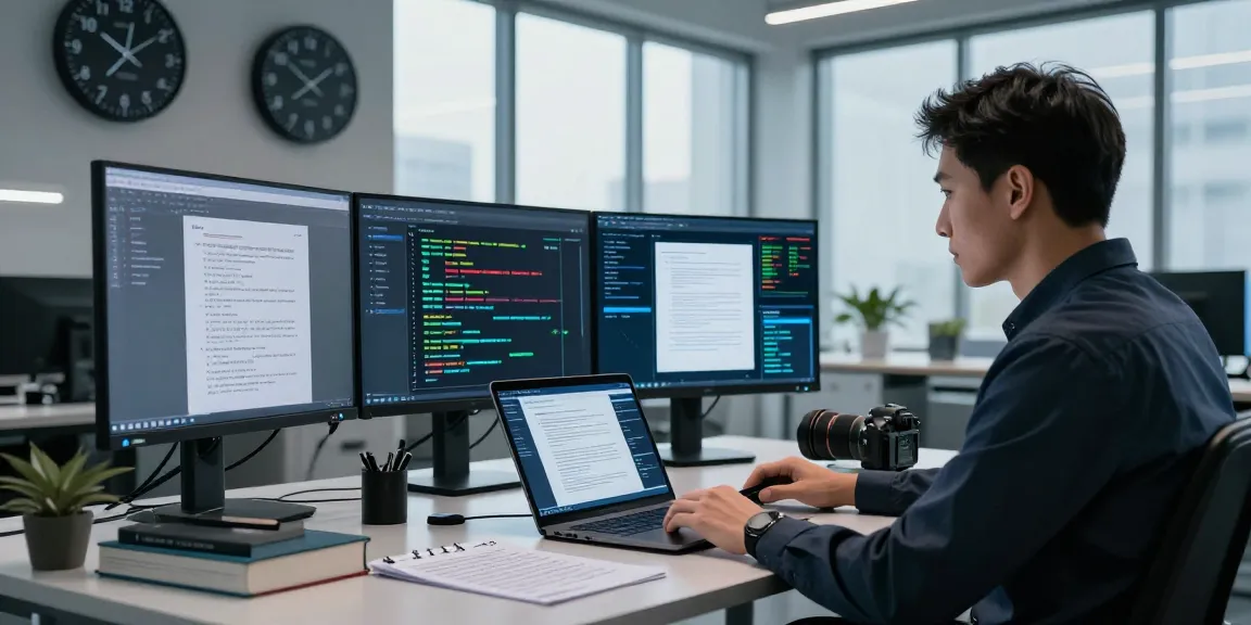 Cybersecurity expert detecting fraud in PDF documents using advanced AI technology in a modern office.