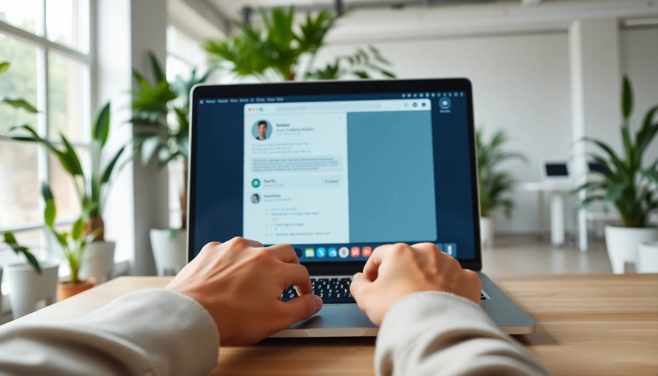 Showcasing enterprise assistant saas interface in a professional workspace with natural lighting.