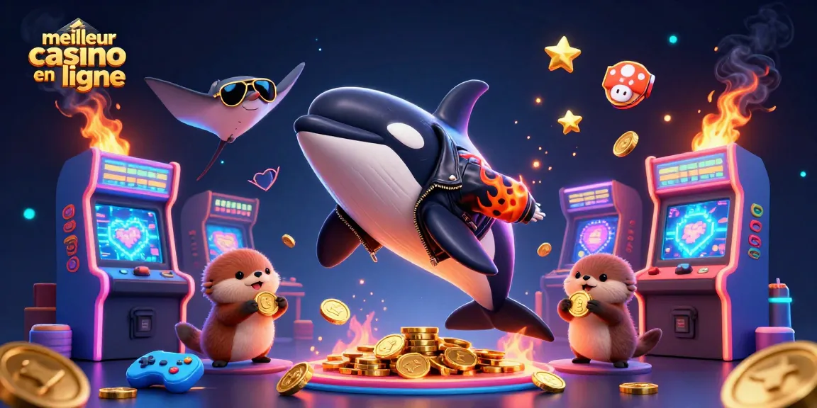 Découvrez le plaisir de gagner avec le meilleur casino en ligne illustré par un orque et des otaries