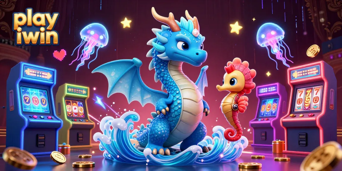 Experience thrilling gameplay as you play iwin with a vibrant underwater casino scene featuring dragons and arcade elements.